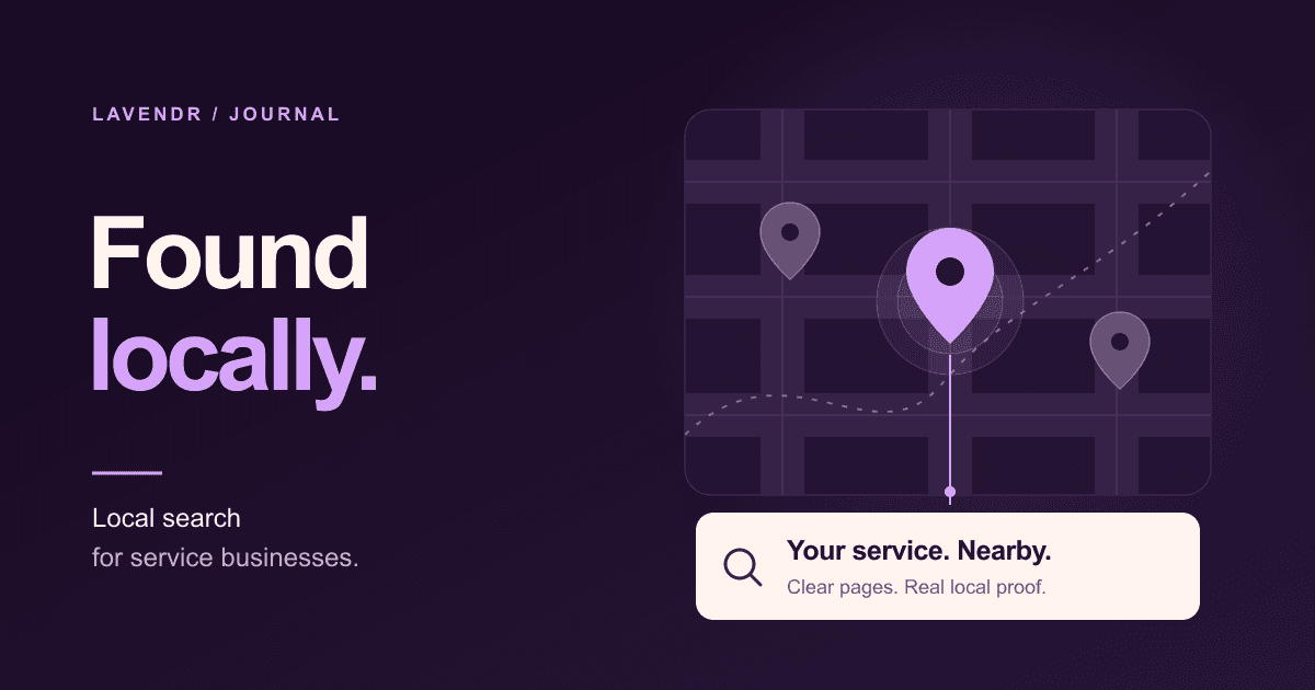 Illustration connecting a local business, its service pages and nearby customers